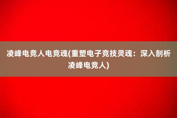 凌峰电竞人电竞魂(重塑电子竞技灵魂：深入剖析凌峰电竞人)