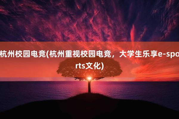 杭州校园电竞(杭州重视校园电竞，大学生乐享e-sports文化)