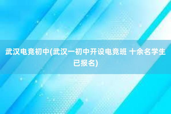 武汉电竞初中(武汉一初中开设电竞班 十余名学生已报名)