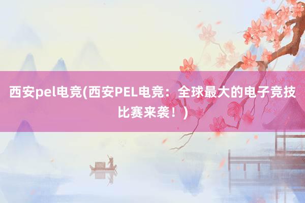 西安pel电竞(西安PEL电竞：全球最大的电子竞技比赛来袭！)