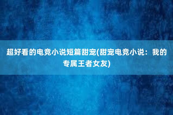 超好看的电竞小说短篇甜宠(甜宠电竞小说：我的专属王者女友)