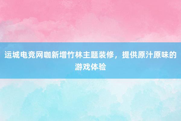 运城电竞网咖新增竹林主题装修，提供原汁原味的游戏体验